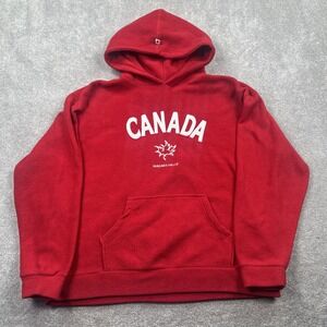 Canada Teepee Fleece Hooded Sweatshirt Size XL Red Niagara Falls Canada